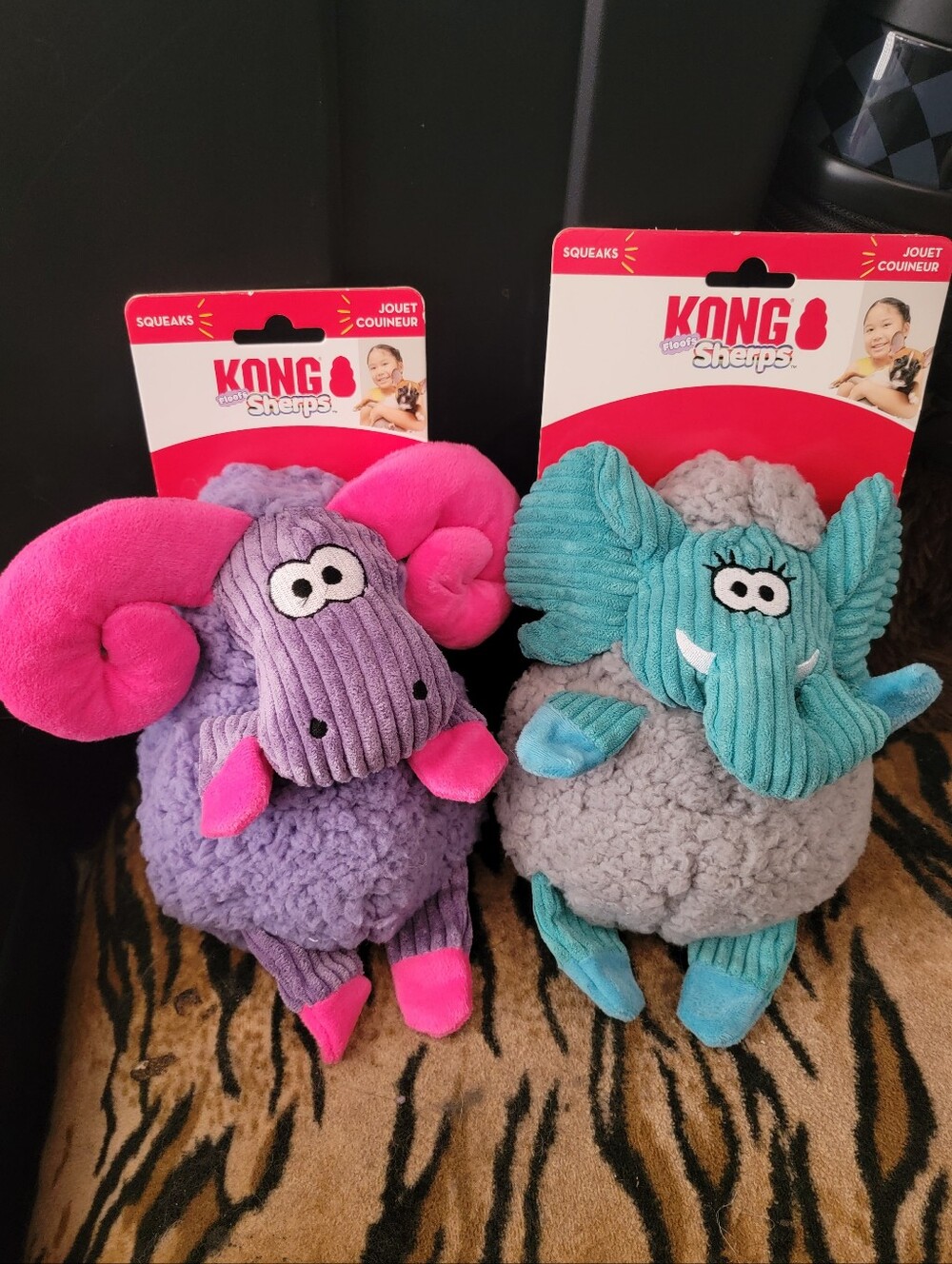 Kong Dog 2 Toy Pack Elephant And Ram Sherps Floofs Ea.